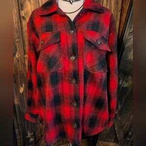NWOT Time and Tru Red and Black Flannel Jacket. Size M 8/10